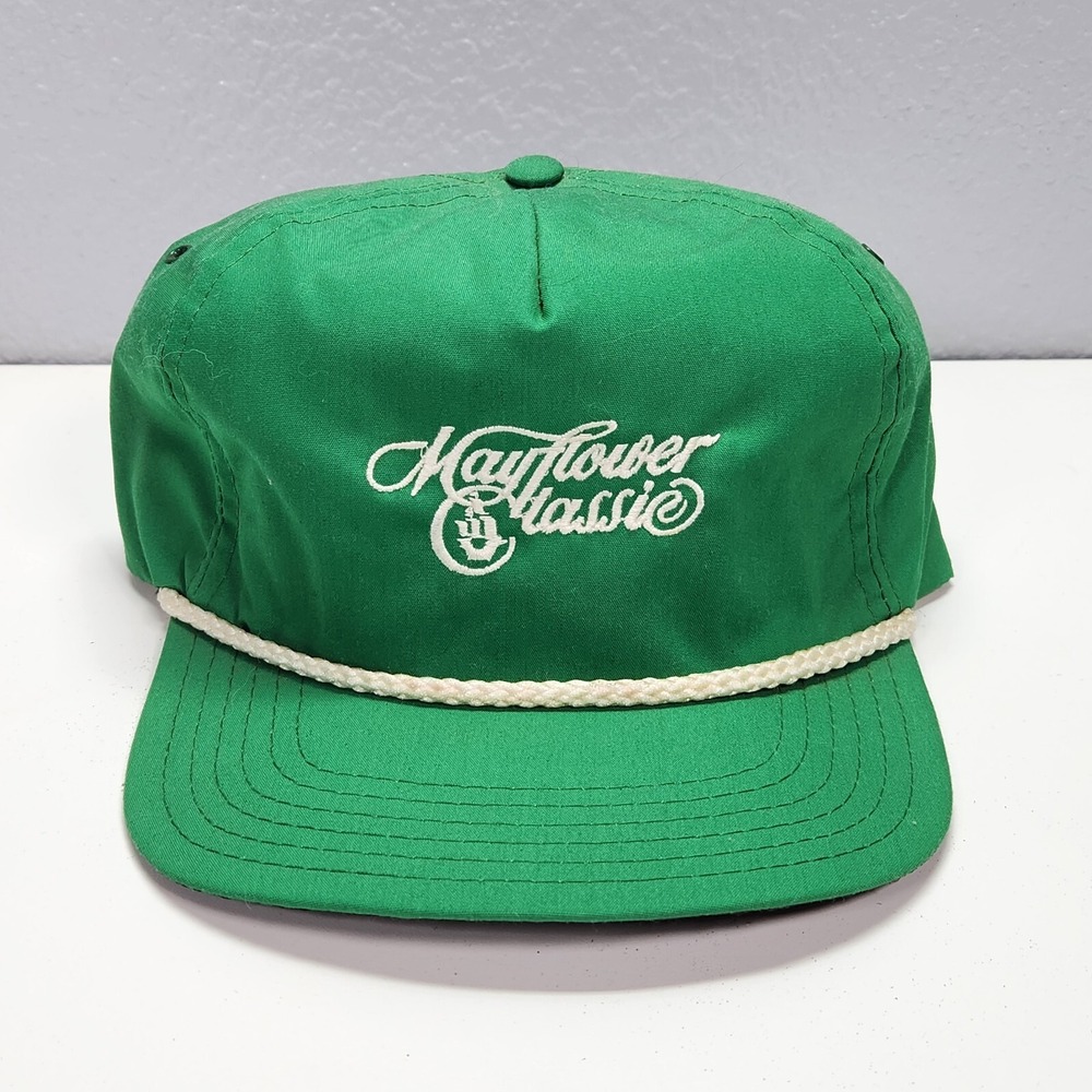 Green Vintage Mayflower Classic Golf Hat Snapback Adjustable Rope Brim Cap
